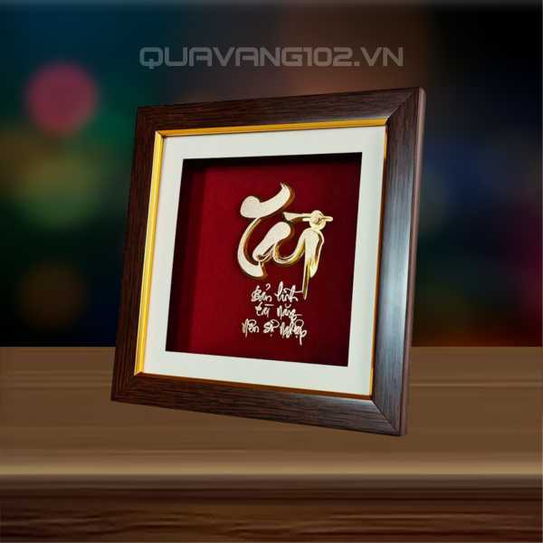 Tranh chữ dát vàng 24k CHU017