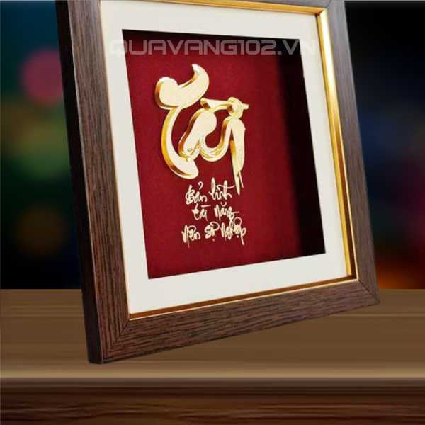 Tranh chữ dát vàng 24k CHU017