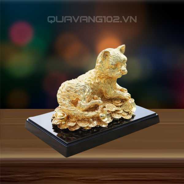 Tượng Mèo Dát Vàng 24K VDV012