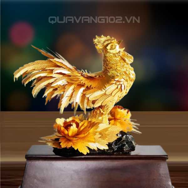 Tượng Gà Dát Vàng 24K VDV028