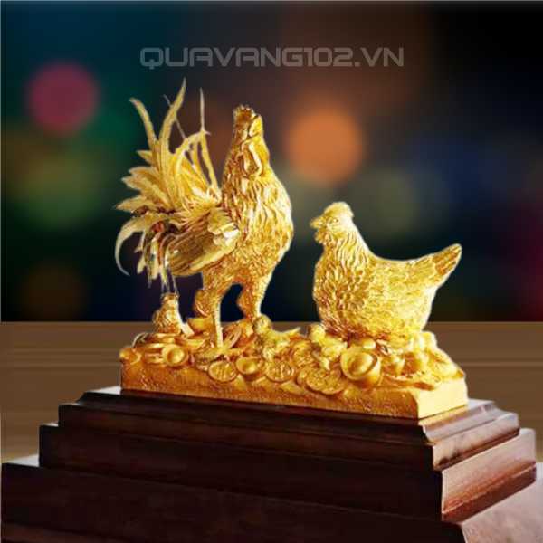 Tượng Gà Dát Vàng 24K VDV030