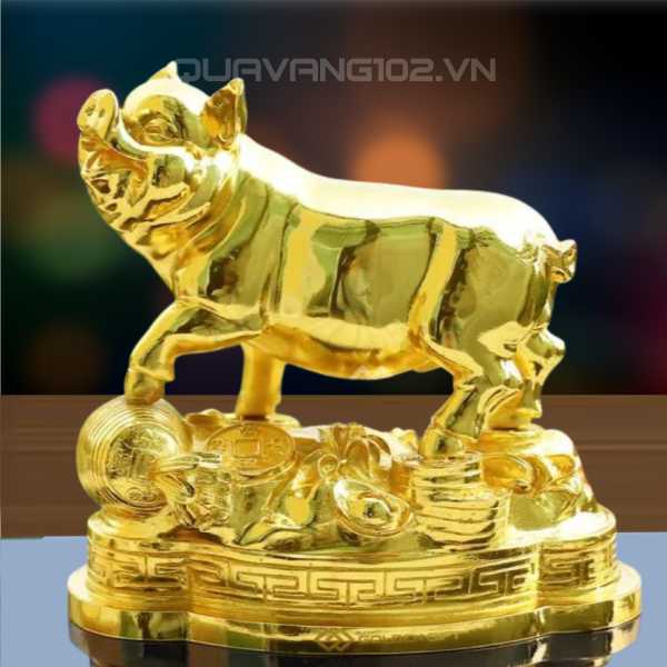 Tượng Lợn Dát Vàng 24K VDV034