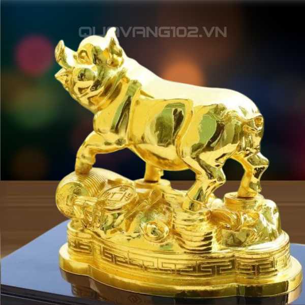 Tượng Lợn Dát Vàng 24K VDV034